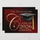 Invitation Classe de finesse de 2025 Maroon Graduation Faire- (Devant / Derrière)