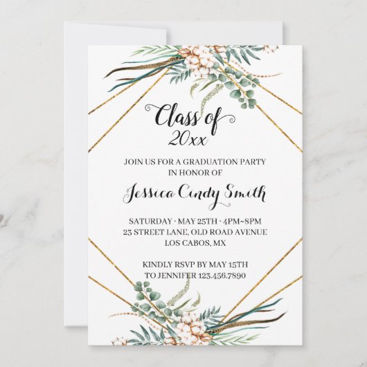 Invitation Classe de géométrie Boho de verdure 2019 (Devant)