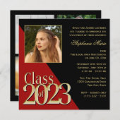 Invitation Classe de Gold Grad Red 2023 avec photo (Devant / Derrière)