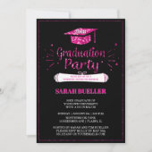 Invitation Classe de Grad Casquette Pink Grad Grad Grad Party (Devant)