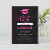 Invitation Classe de Grad Casquette Pink Grad Grad Grad Party (Debout devant)
