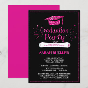 Invitation Classe de Grad Casquette Pink Grad Grad Grad Party
