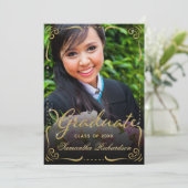 Invitation Classe de graduation de 2024 Photo Black Gold (Debout devant)