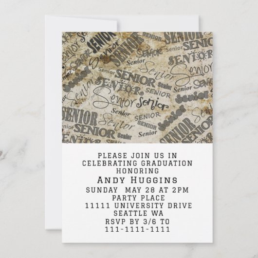 Invitation Classe De Graduation De 2025 Graduate Peace Out Bl (Dos)