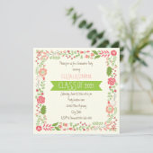 Invitation Classe de graduation de frontière florale rose 202 (Debout devant)