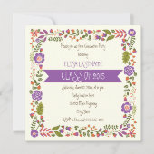 Invitation Classe de graduation de la frontière fleurie viole (Devant)