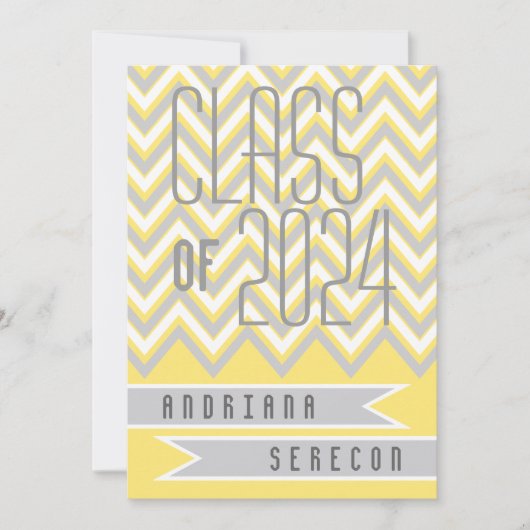 Invitation Classe de graduation moderne chevron jaune 2024 (Devant)