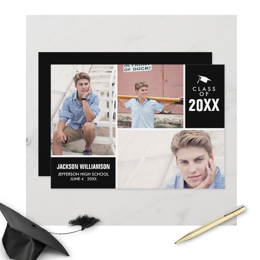 Invitation Classe de Graduation Moderne de 20XX Photo Collage