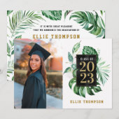 Invitation Classe de Graduation Noir & Or de 2021 Jardin Phot (Devant / Derrière)