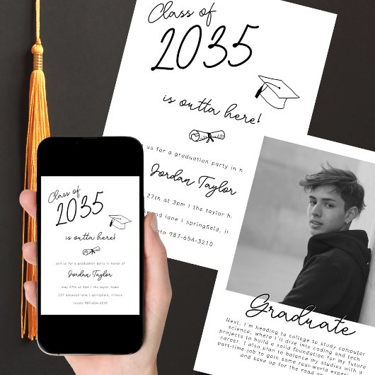 Invitation Classe de graduation photo minimale de est dehors