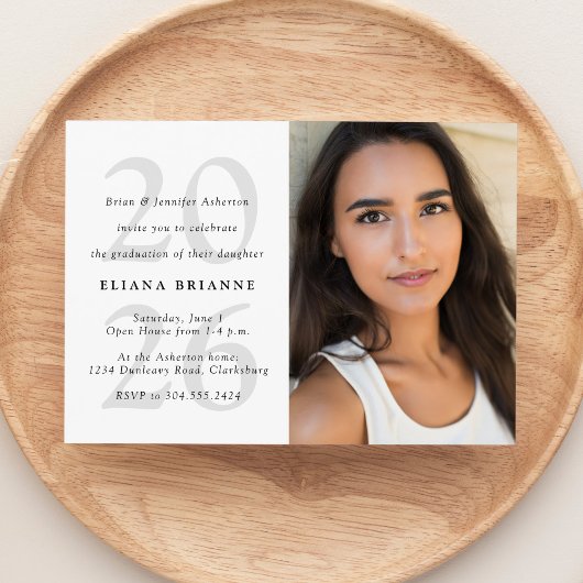 Invitation Classe de graduation photo noir blanc 2025 simple