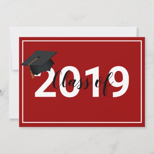 Invitation Classe de Graduation Rouge de 2019 Simplistic Chic (Devant)