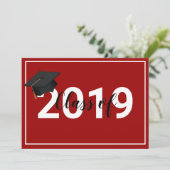Invitation Classe de Graduation Rouge de 2019 Simplistic Chic (Debout devant)