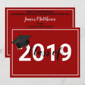 Invitation Classe de Graduation Rouge de 2019 Simplistic Chic (Devant / Derrière)