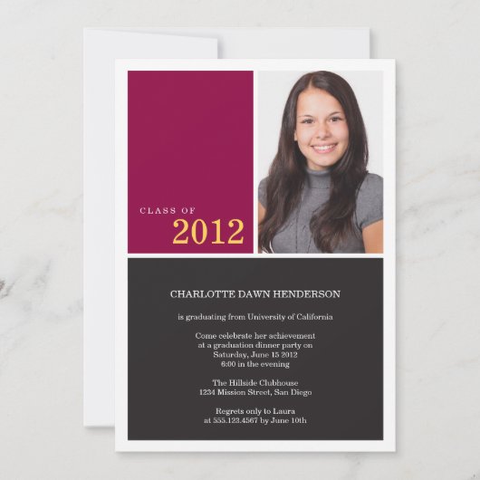 Invitation Classe de graduation rouge simple moderne (Devant)