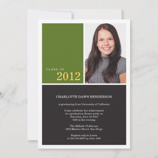 Invitation Classe de graduation verte simple et moderne (Devant)