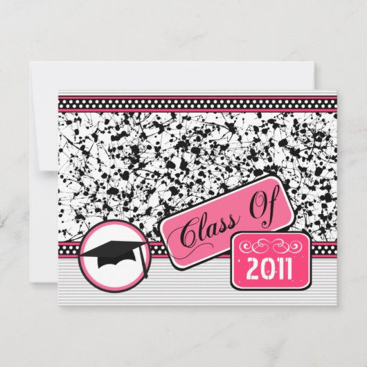 Invitation Classe De Graudation De 2011 Black Paint Splatter (Devant)