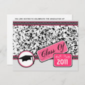 Invitation Classe De Graudation De 2011 Black Paint Splatter (Devant / Derrière)