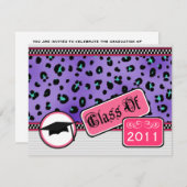 Invitation Classe De Graudation De 2011 Empreinte de léopard  (Devant / Derrière)