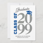 Invitation Classe de gris bleu YY Graduation (Devant)