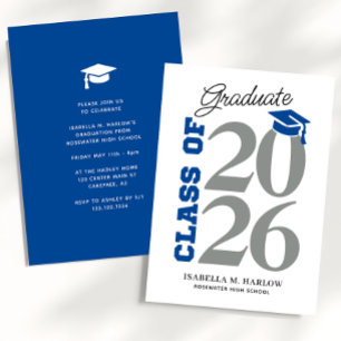 Invitation Classe de gris bleu YY Graduation