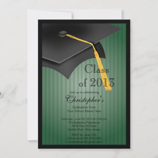 Invitation Classe de la Black Grad Casquette Grad Party 2013 (Devant)