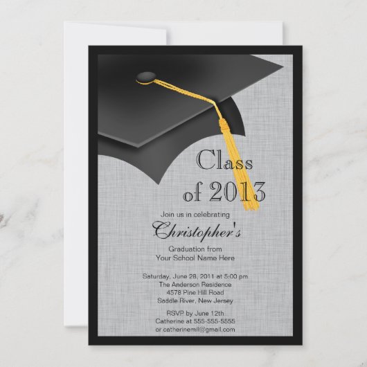 Invitation Classe de la Black Grad Casquette Grad Party 2013 (Devant)