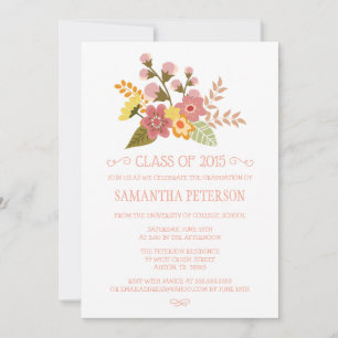Invitation Classe de la fête de graduation du bouquet floral