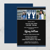 Invitation Classe de la photo de graduation bleu et noir de l (Devant / Derrière)