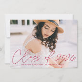 Invitation Classe de Magenta Script Photo Graduation 2025 (Devant)