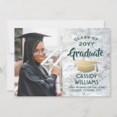 Invitation Classe de marbre vert et or Année d'obtention du d (Devant)