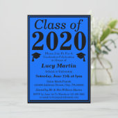 Invitation Classe de Noir Bleu de 2024 Graduation Photo (Debout devant)