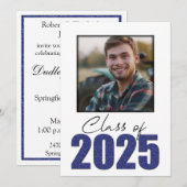 Invitation Classe de Parties scintillant Bleue Marine de 2025 (Devant / Derrière)