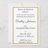 Invitation Classe de Parties scintillant d'or de 2025 Photo O (Dos)