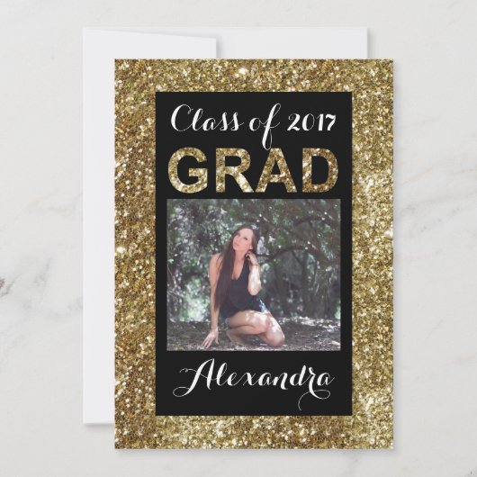 Invitation Classe de Parties scintillant d'or - Look de la ph (Devant)