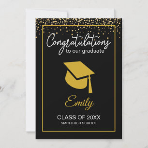 Invitation Classe de Parties scintillant d'or noir de 2021 Fa