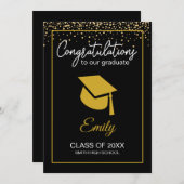 Invitation Classe de Parties scintillant d'or noir de 2021 Fa (Devant / Derrière)