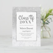Invitation Classe de parties scintillant en marbre d'argent p (Debout devant)