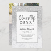 Invitation Classe de parties scintillant en marbre d'argent p (Devant / Derrière)