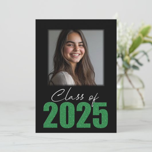Invitation Classe de Parties scintillant verte de 2025 Photo  (Debout devant)