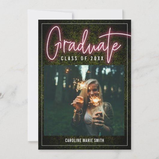 Invitation Classe De Photo De Diplôme De Neon (Devant)