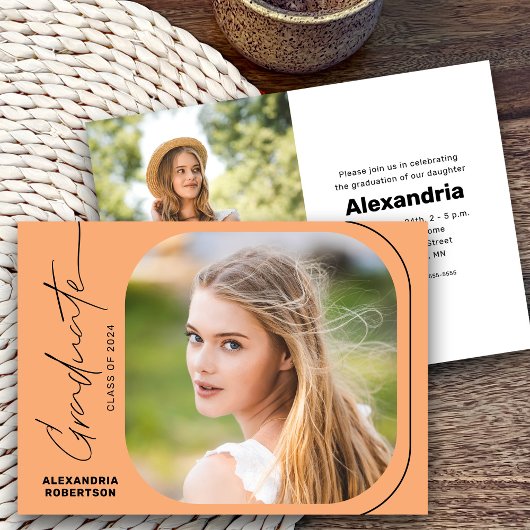 Invitation Classe de photo de script moderne de 2025 Graduati