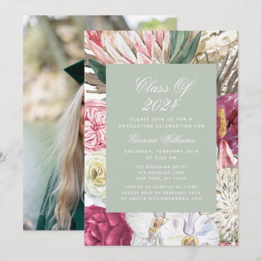 Invitation Classe de photo florale 2022 aquarelle (Devant / Derrière)