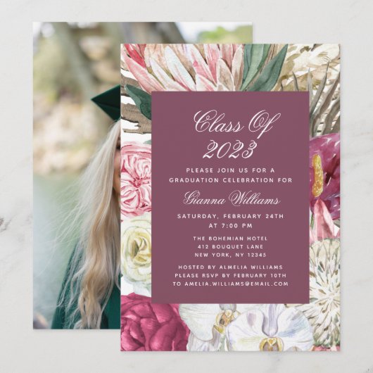 Invitation Classe de photo florale 2022 aquarelle (Devant / Derrière)