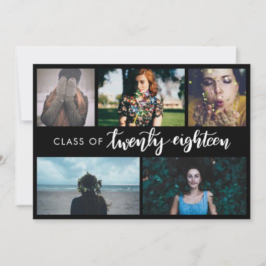 Invitation Classe de photo pipe% moderne du diplômé cinq de (Devant)