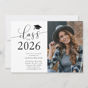 Invitation Classe de photo White Graduation Party 2025