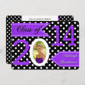 Invitation Classe de points Polka noir blanc de 2014 Invitati (Devant / Derrière)