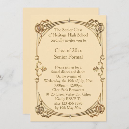 Invitation classe de prom (Devant / Derrière)