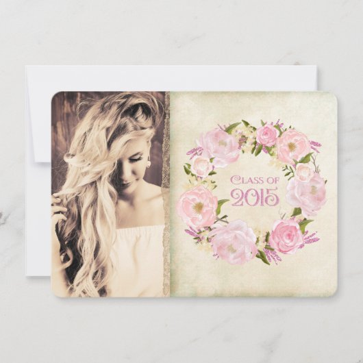 Invitation Classe de Rose vintage de 2015 (Devant)