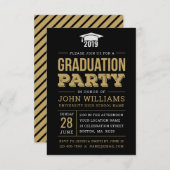 Invitation Classe de Rustic Black Gold Graduation Party 2019 (Devant / Derrière)
